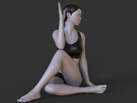 Posizione yoga - Posizione della torsione spinale seduta a Y - Parivrtta Sukhasana Modello di stampa 3D