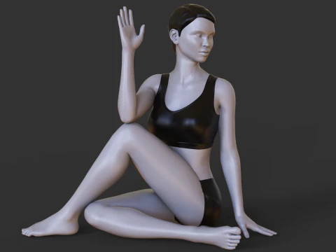 Posizione yoga - Posizione della torsione spinale seduta a Y - Parivrtta Sukhasana Modello di stampa 3D