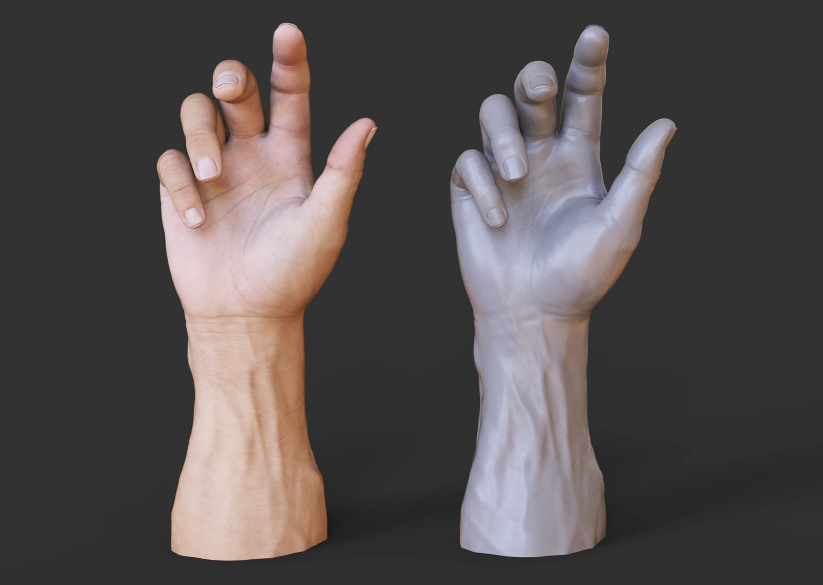 Male Hand Pose - Gesture - 3 3D Print Model .c4d .max .obj .3ds .fbx .stl .blend 