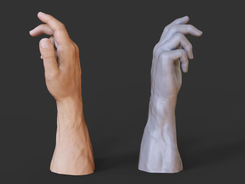 Male Hand Pose - Gesture - 3 3D Print Model