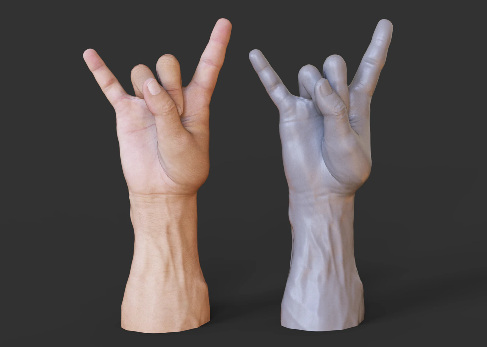 Male Hand Pose - Gesture - 5 3D Print Model .c4d .max .obj .3ds .fbx .stl .blend 