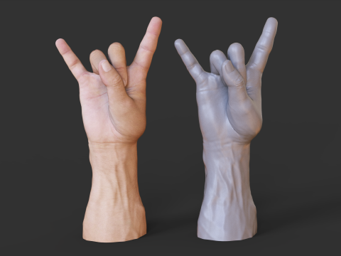 Male Hand Pose - Gesture - 5 3D Druckmodell