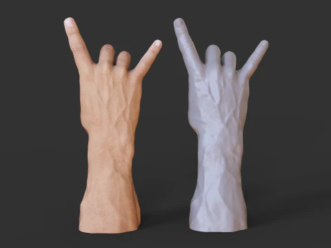 Male Hand Pose - Gesture - 5 3D Print Model