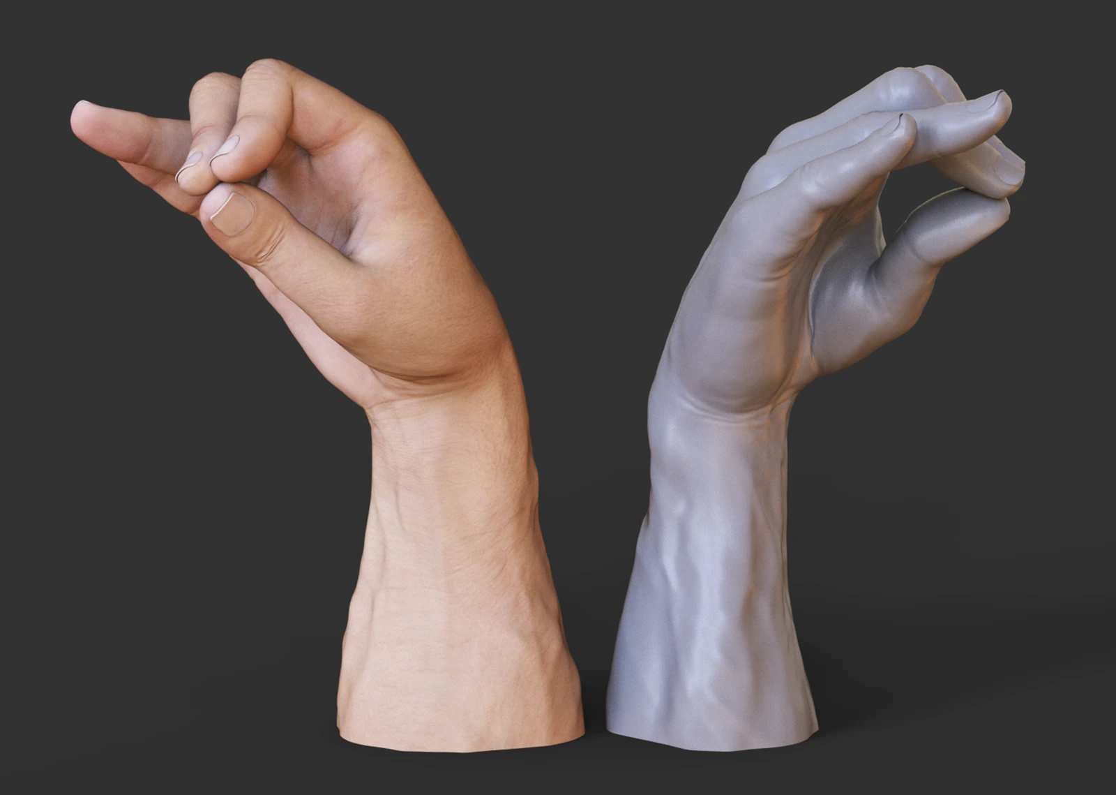 Male Hand Pose - Gesture - 6 3D Print Model .c4d .max .obj .3ds .fbx .stl .blend 