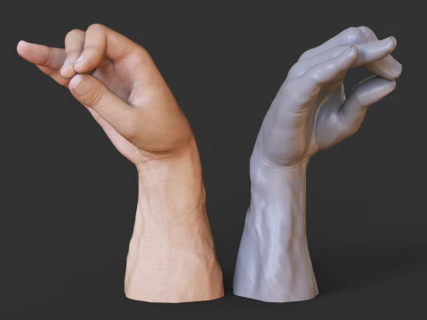 Male Hand Pose - Gesture - 6 3D Print Model