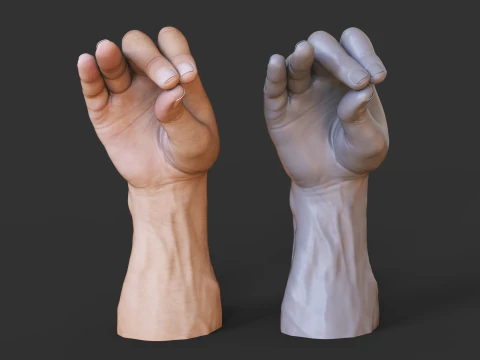 Male Hand Pose - Gesture - 6 3D Print Model