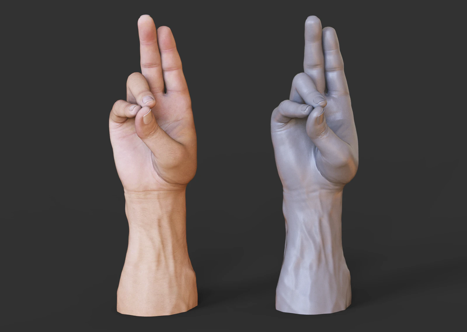 Male Hand Pose - Gesture - 7 3D Print Model .c4d .max .obj .3ds .fbx .stl .blend 