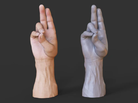 Male Hand Pose - Gesture - 7 3D Print Model