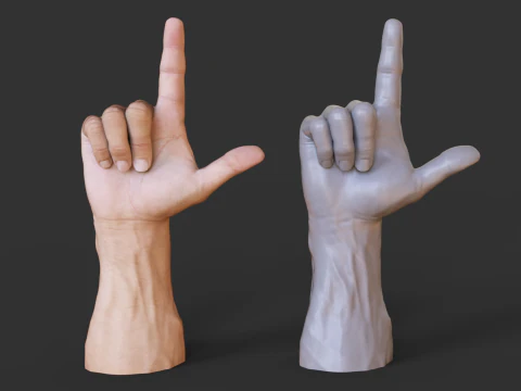 Male Hand Pose - Gesture - 8 3D Print Model