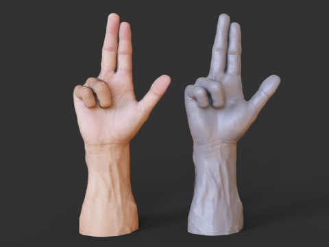 Male Hand Pose - Gesture - 9 Model Cetak 3D