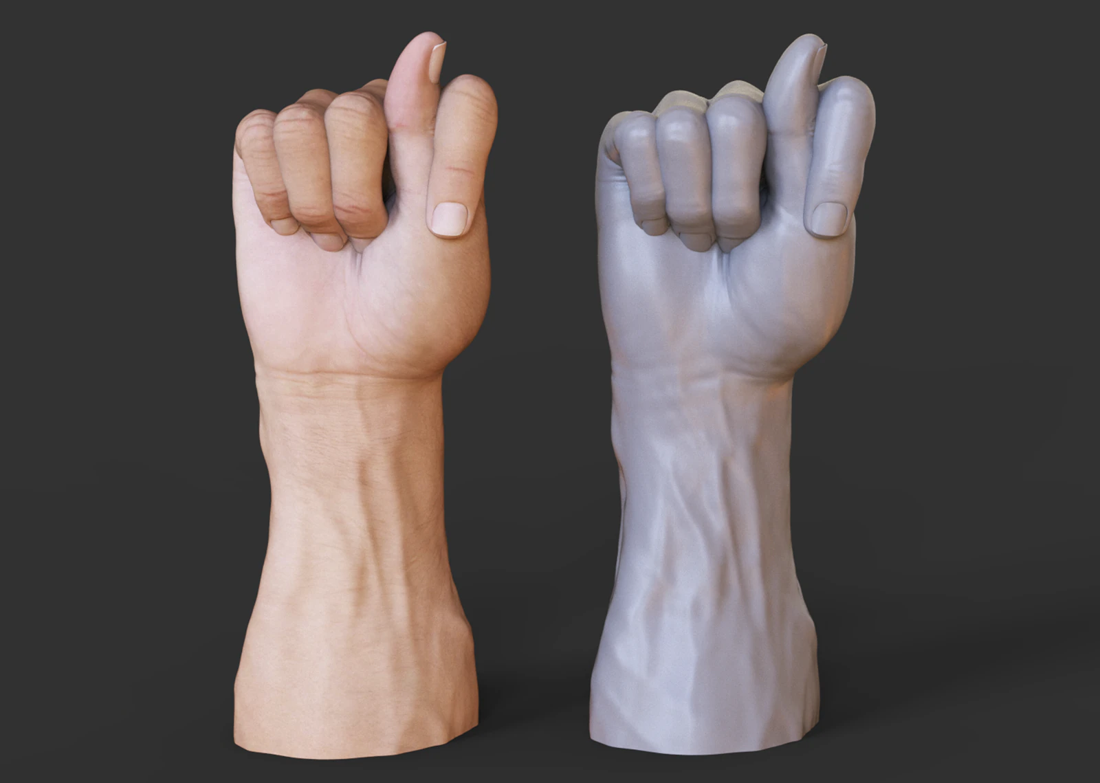 Male Hand Pose - Gesture - 10 3D Print Model .c4d .max .obj .3ds .fbx .stl .blend 