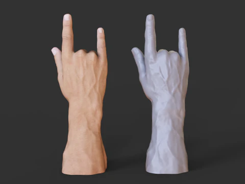 Male Hand Pose - Gesture - 12 3D Print Model