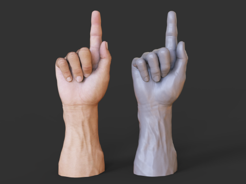 Male Hand Pose - Gesture - 15 Modelo de Impressão 3D