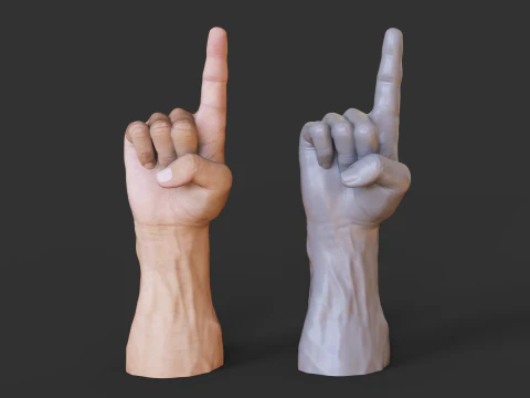 Male Hand Pose - Gesture - 16 3D Print Model