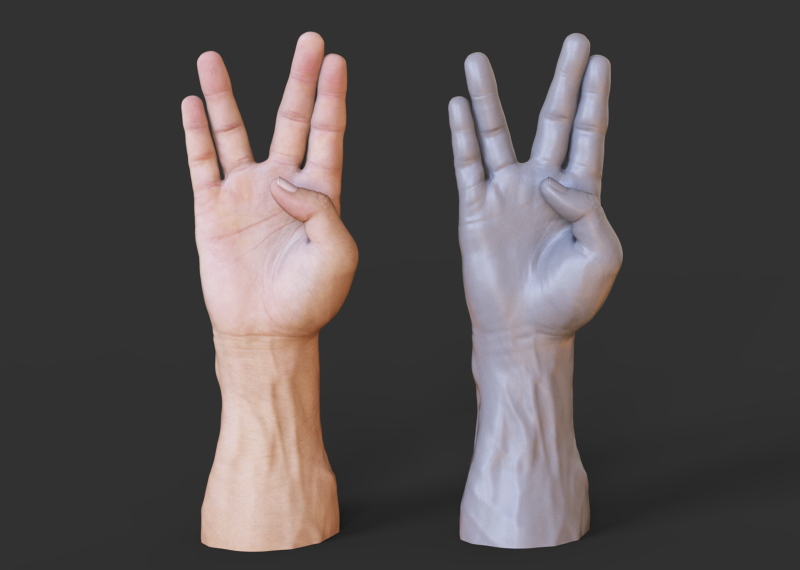 Male Hand Pose - Gesture - 17 Model Cetak 3D .c4d .max .obj .3ds .fbx .stl .blend