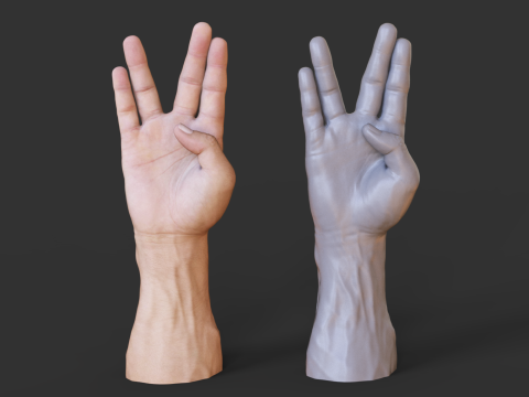 Male Hand Pose - Gesture - 17 Model Cetak 3D