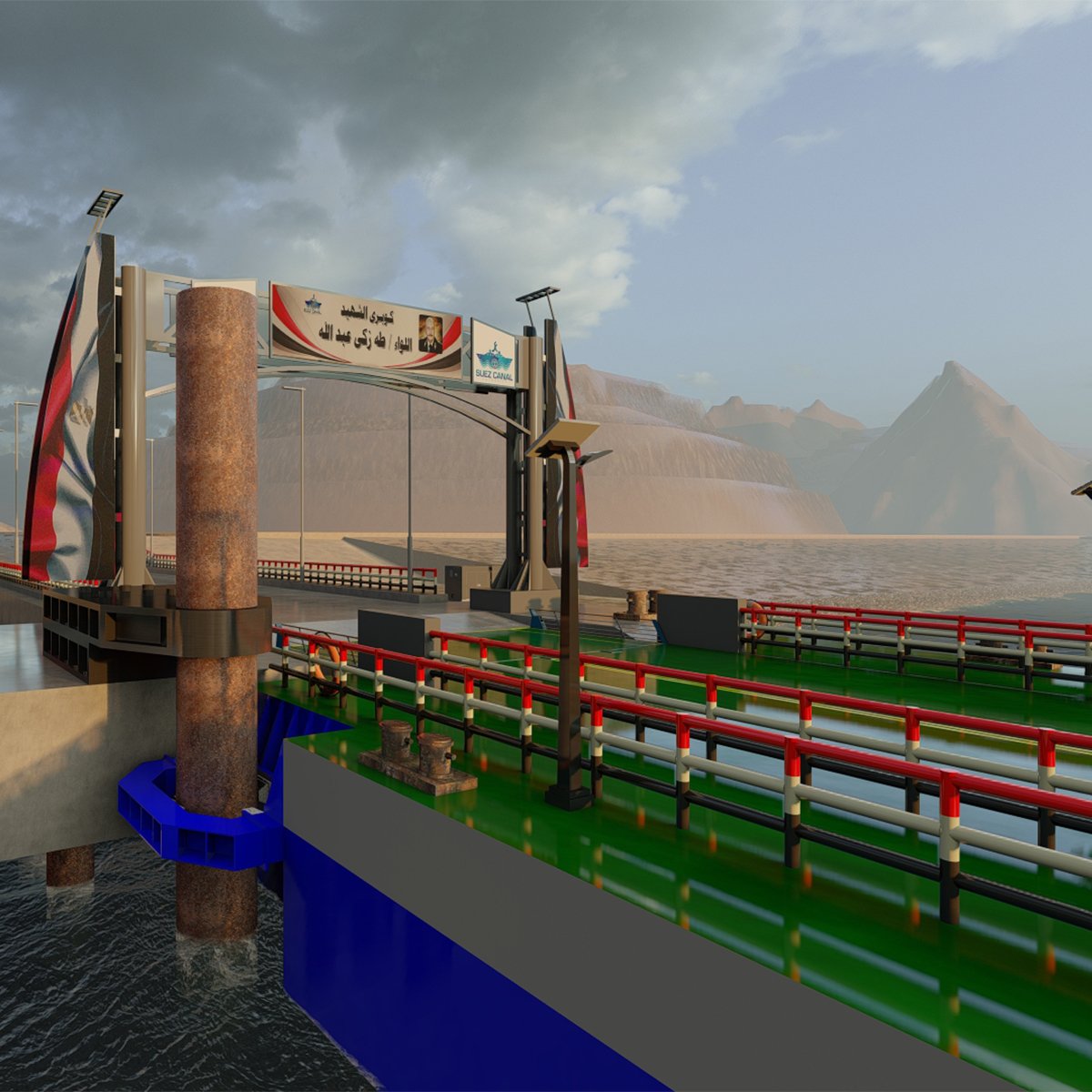 Suez canal Floating Bridge 3D Model in Other 3DExport
