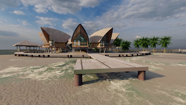 Tropical Hotel and Resort Modèle 3D .c4d .max .obj .3ds .fbx .stl .blend 