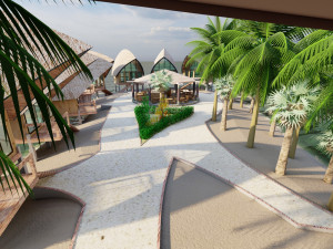 Tropical Hotel and Resort Modèle 3D