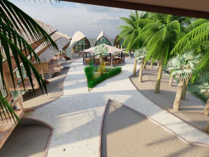 Tropical Hotel and Resort 3D Model