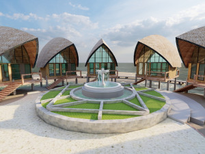 Tropical Hotel and Resort Modèle 3D