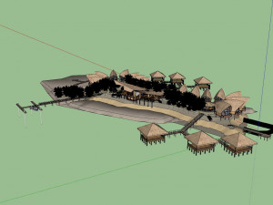Tropical Hotel and Resort Modèle 3D