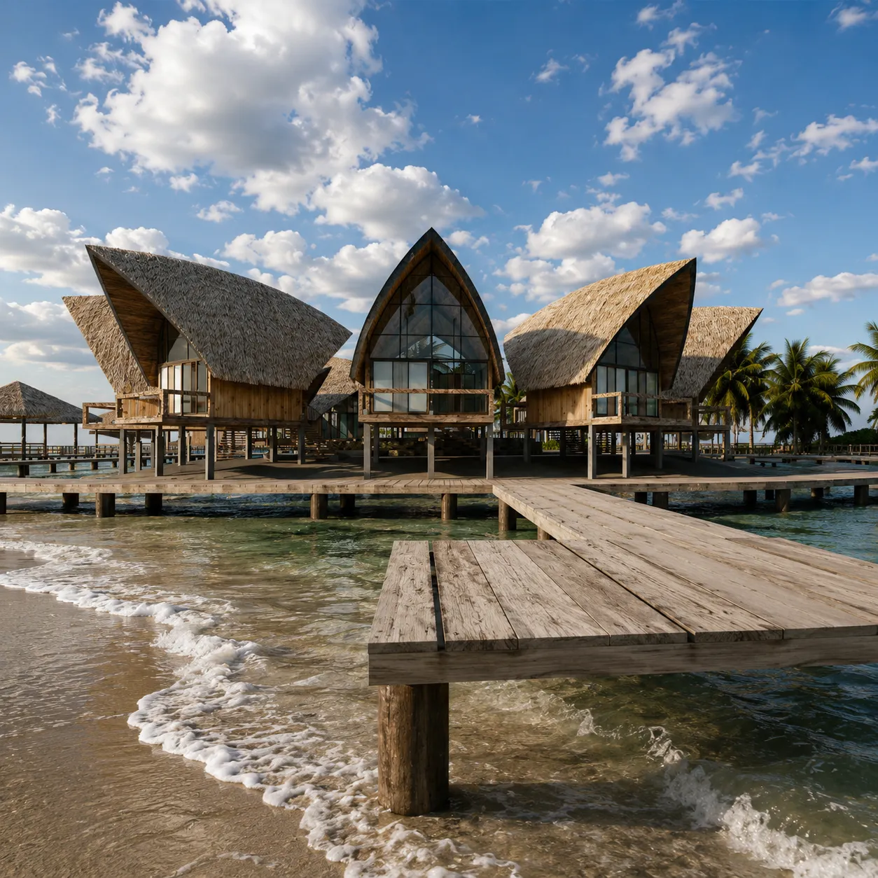 Tropical Hotel and Resort 3D Model .c4d .max .obj .3ds .fbx .stl .blend 