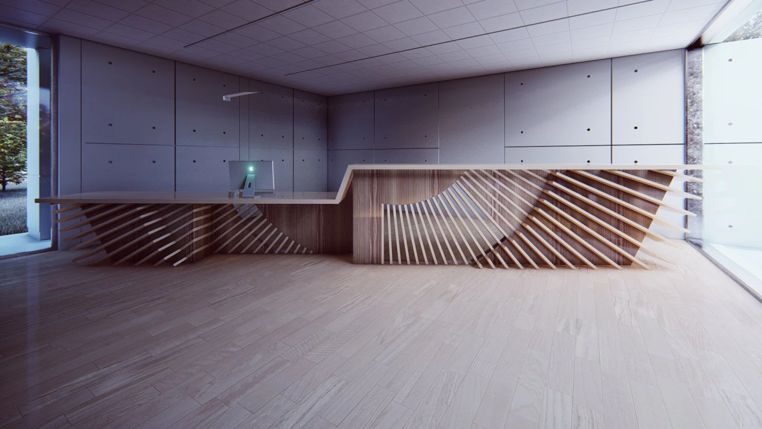 Reception Counter 8 3D Model .c4d .max .obj .3ds .fbx .stl .blend