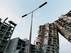 Ruined City Destroyed Cityscape Model 3D
