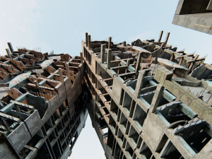 Ruined City Destroyed Cityscape Model 3D