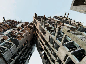 Ruined City Destroyed Cityscape 3D Model