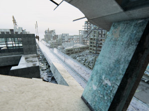 Ruined City Destroyed Cityscape Model 3D
