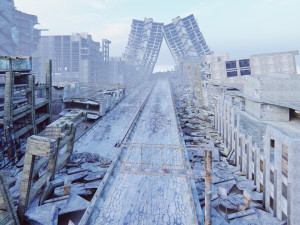 Ruined City Destroyed Cityscape Model 3D
