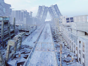 Ruined City Destroyed Cityscape 3D Model
