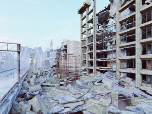 Ruined City Destroyed Cityscape 3D Model