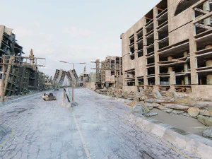 Ruined City Destroyed Cityscape 3D Model