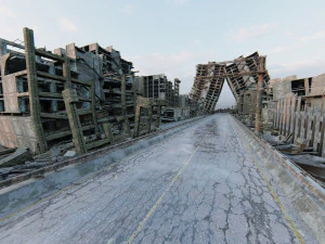 Ruined City Destroyed Cityscape 3D Model