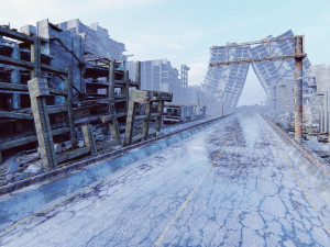 Ruined City Destroyed Cityscape Model 3D