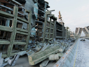 Ruined City Destroyed Cityscape Model 3D