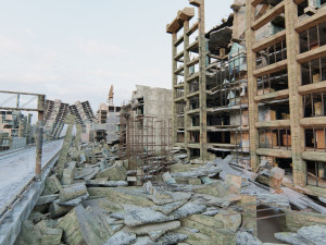 Ruined City Destroyed Cityscape Model 3D
