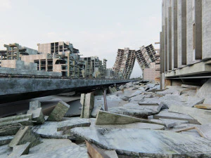 Ruined City Destroyed Cityscape 3D Model