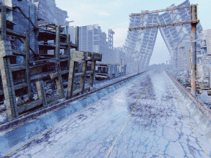 Ruined City Destroyed Cityscape Model 3D