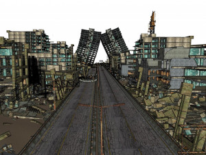 Ruined City Destroyed Cityscape Model 3D