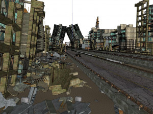 Ruined City Destroyed Cityscape Model 3D