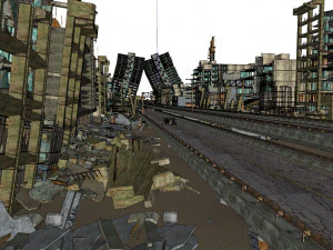 Ruined City Destroyed Cityscape 3D Model