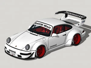 Tuned Porsche 911 Turbo 1991 3D Model