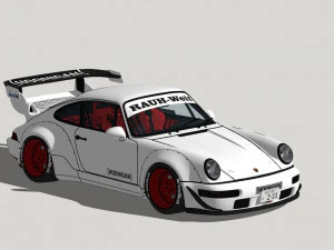 Tuned Porsche 911 Turbo 1991 3D Model