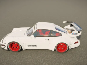 Tuned Porsche 911 Turbo 1991 3D Model
