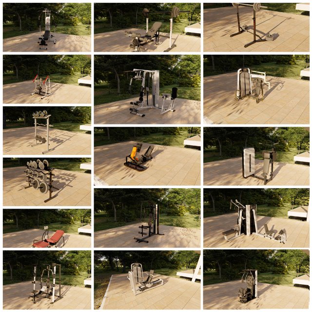 Gym Fitness Weight Collection Modelo 3D .c4d .max .obj .3ds .fbx .stl .blend 