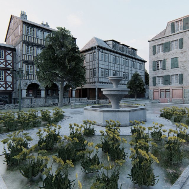 Old European City Modelo 3D .c4d .max .obj .3ds .fbx .stl .blend 